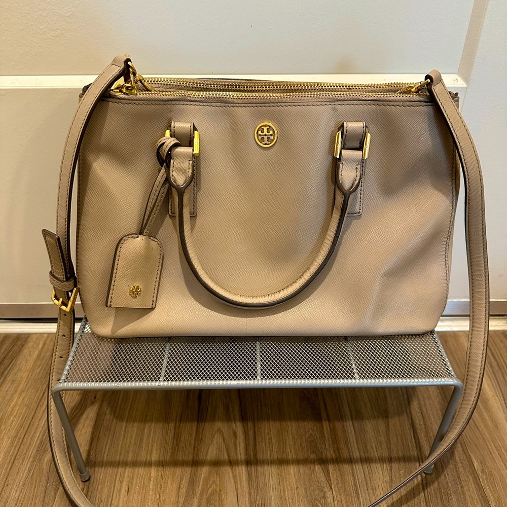 Tory Burch Saffiano Leather Robinson Satchel Crossbody